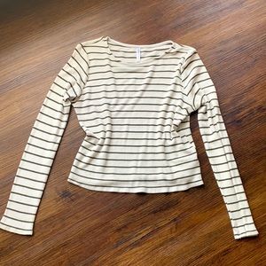 Lulu's Basic Crop Striped Long Sleeve Top